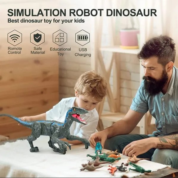 Velociraptor távirányítós játék dínó élethű hanghatásokkal – 45 cm (BBMJ)