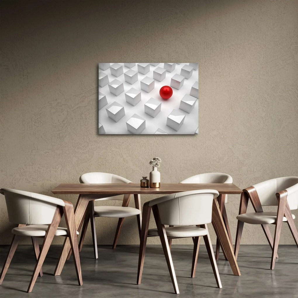 Absztrakciós kép - kocka gömbökkel (70x50 cm)