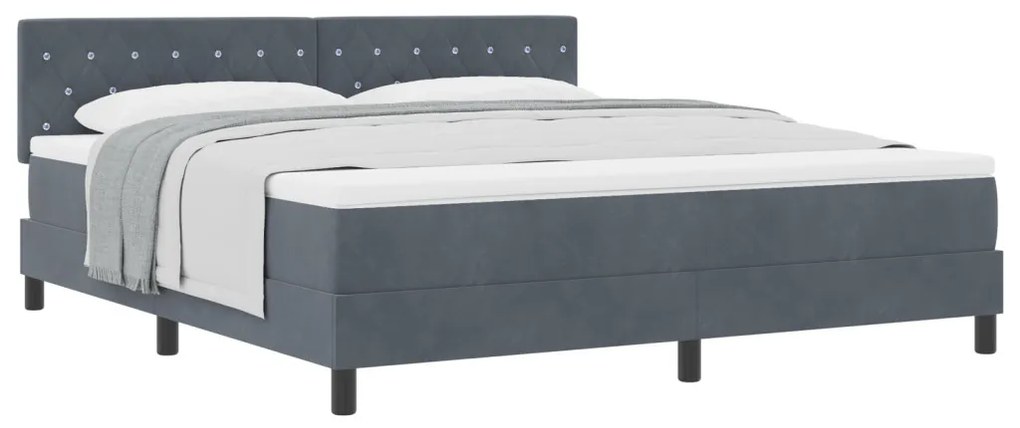 Boxspring Ágy Mattal Sötétszürke Szuper Király Bársony