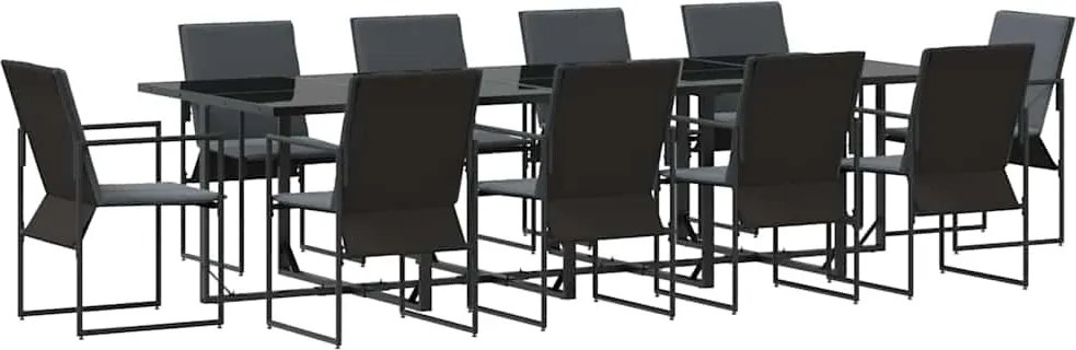 vidaXL Kert étkező szett 11 pcs Fekete Acél