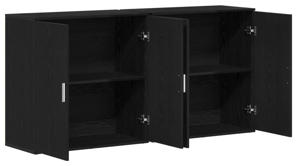 2 db fekete tölgy oldalszekrény 79x38x80 cm rétegelt fa