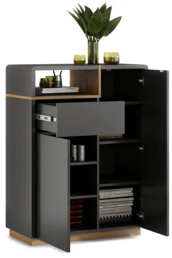 FRED fiókos komód, antracit/tölgy artisan