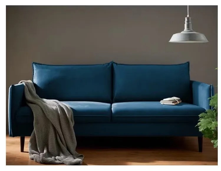 Sötétkék bársony kanapé 203 cm Juli – Ropez