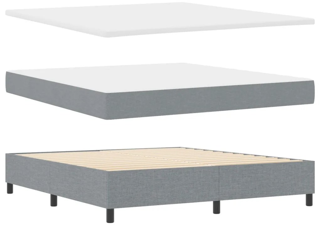 Box Spring Ágy Matraccal és Padlóval Világosszürke 180x200 cm Szövet