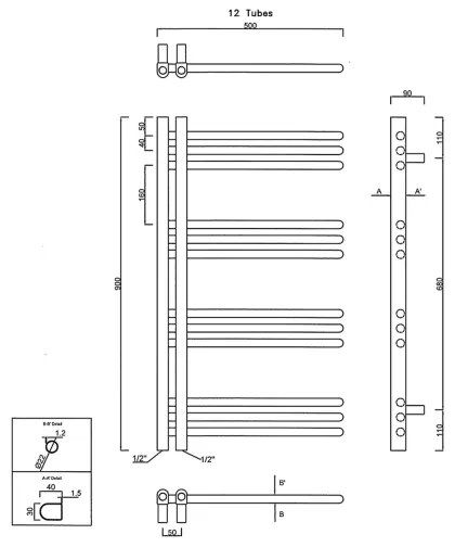 Sapho - Fürdőszobai radiátor DORLION 361W/230V 50x90 cm fehér