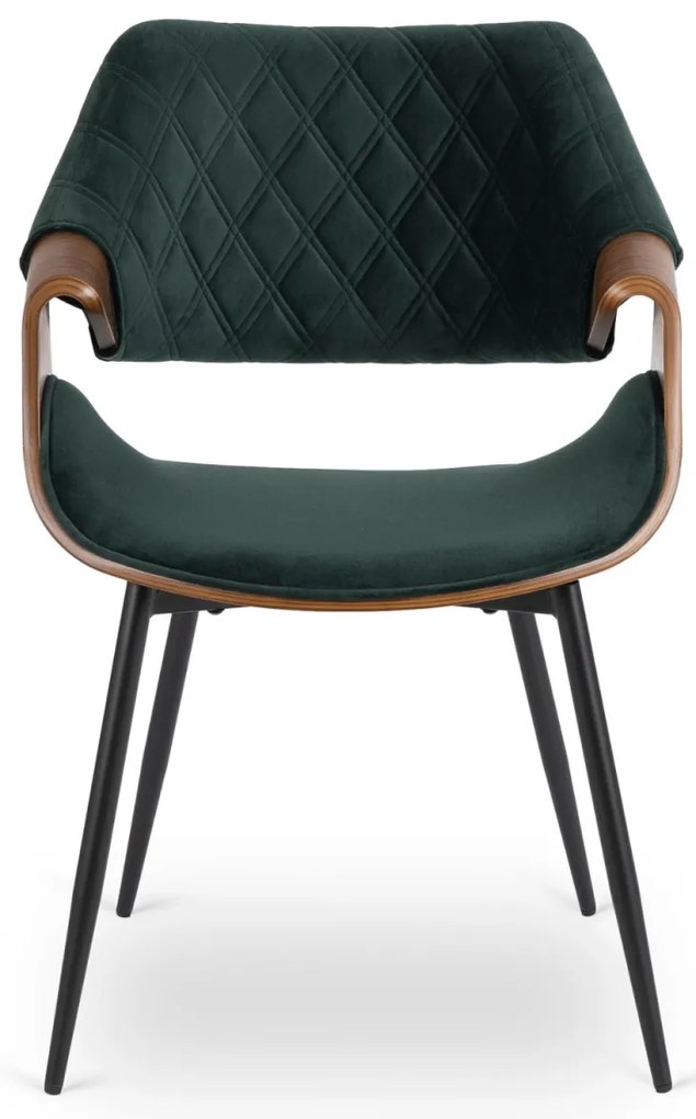 Elegáns Bársony Étkezőszék Zöld/Dió Színben. DAKOTA