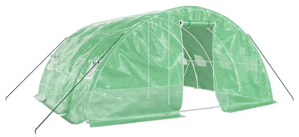 zöld acélvázas melegház 20 m² 5 x 4 x 2,3 m
