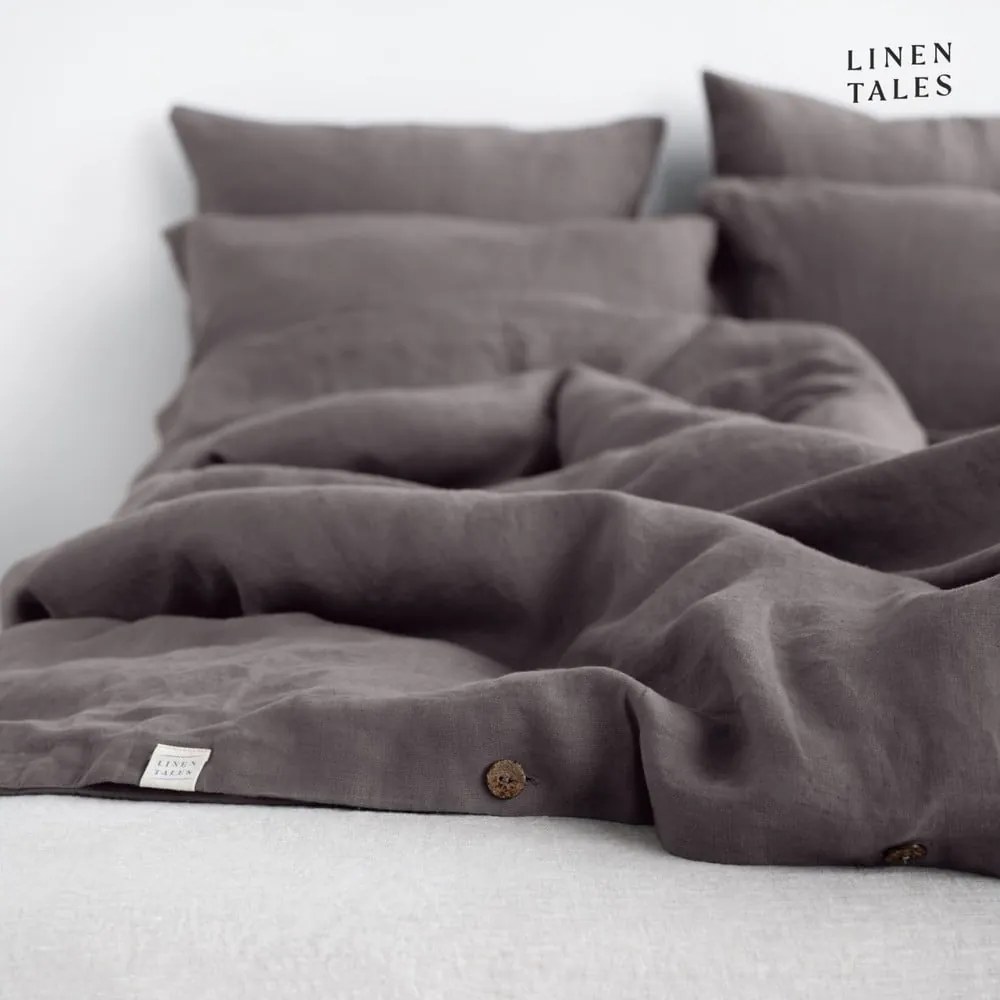 Sötétszürke egyszemélyes len ágyneműhuzat 135x200 cm – Linen Tales