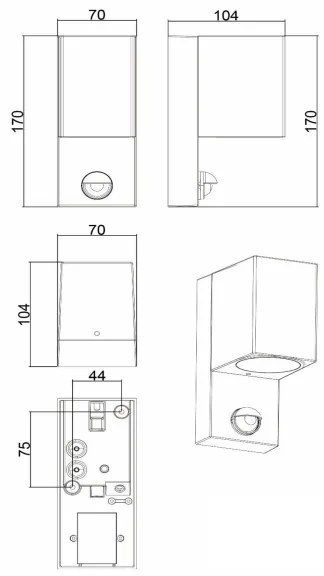 Lucide 69802/01/30 -Kültéri érzékelős lámpa ZARO 1xGU10/7W/230V IP65 fekete