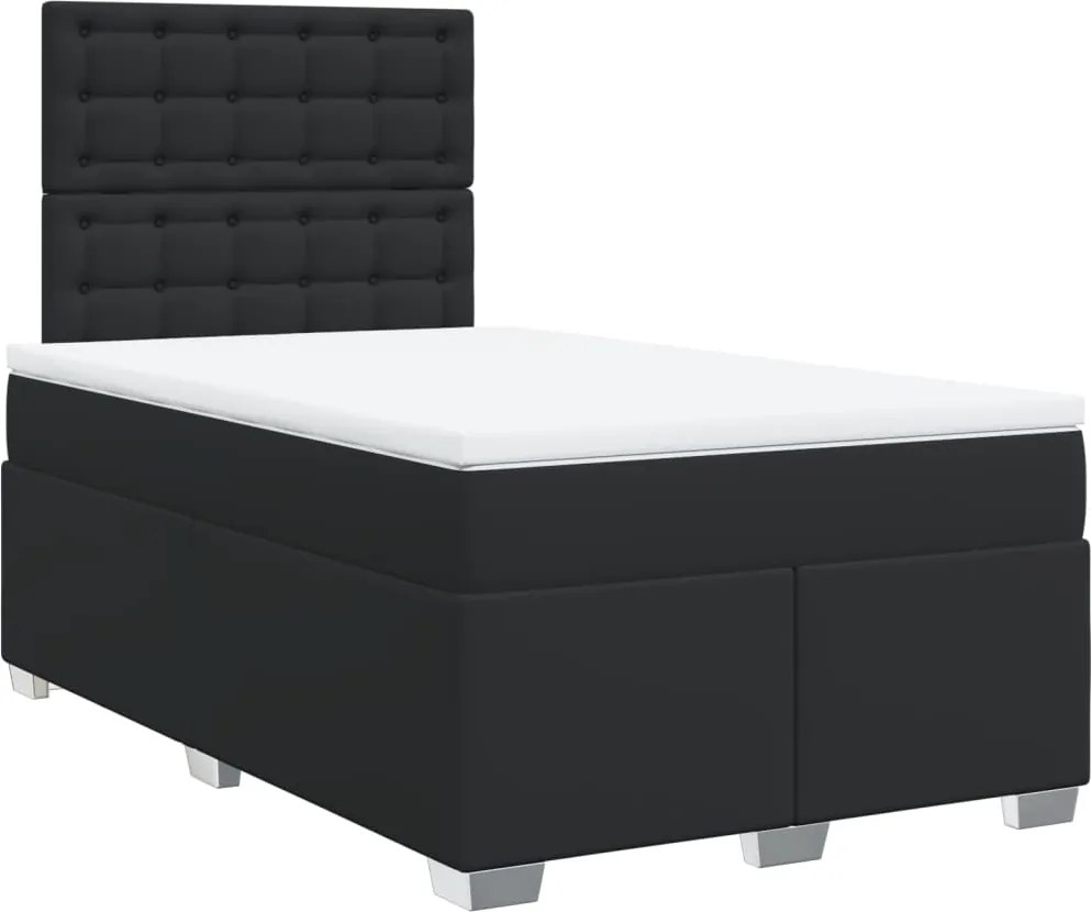 vidaXL fekete műbőr rugós ágy matraccal 120 x 200 cm