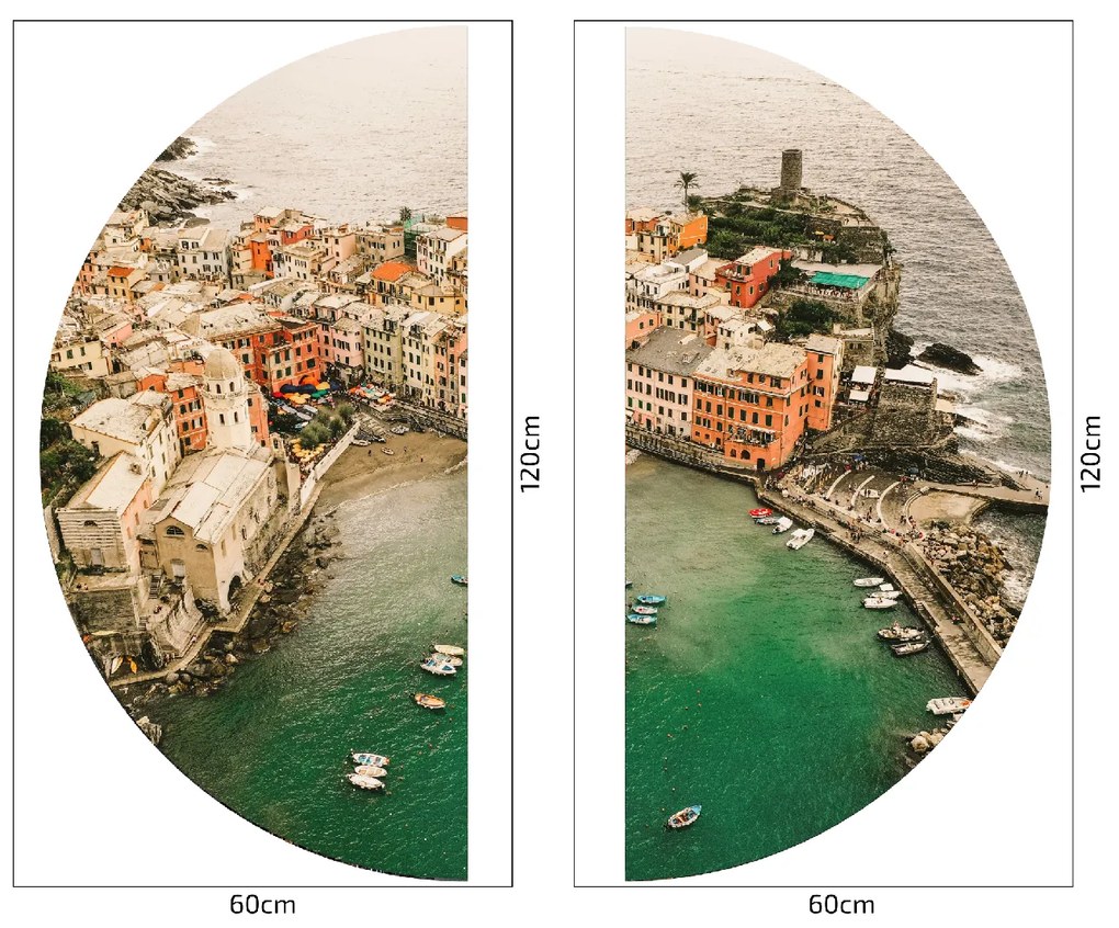 PIPPER. Textil kör alakú falmatrica "Cinque Terre – Olaszország" Méret: 60cm