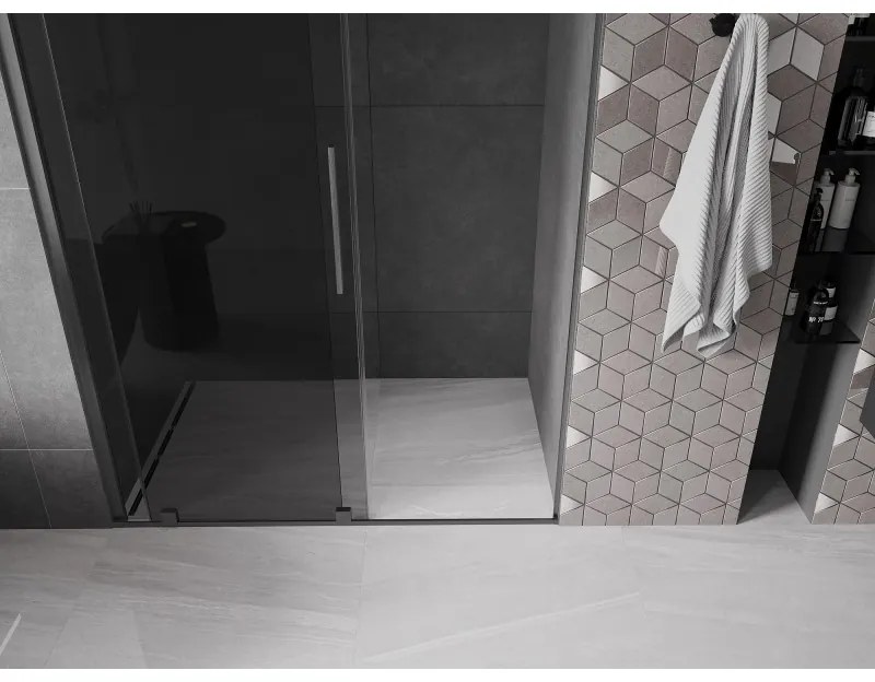 Mexen Velar, tolózuhanyajtó nyitáshoz 150 cm, 8 mm szürke üveg, polírozott grafit, 871-150-000-41-66