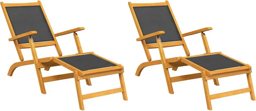 vidaXL 2 darab kültéri tömör akácfa és textilén nyugágy