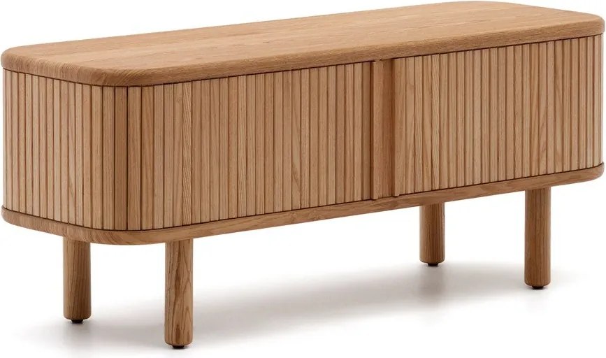 Natúr színű TV-állvány kőrisfa dekorral 120x50x40 cm Mailen – Kave Home