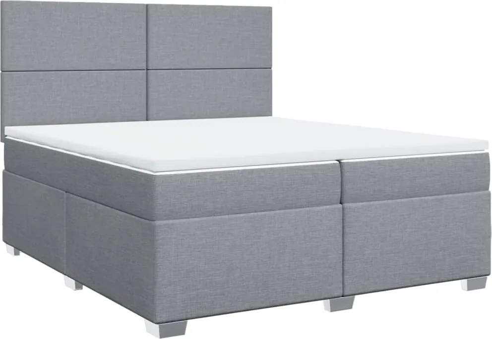 vidaXL világosszürke szövet rugós ágy matraccal 200 x 200 cm