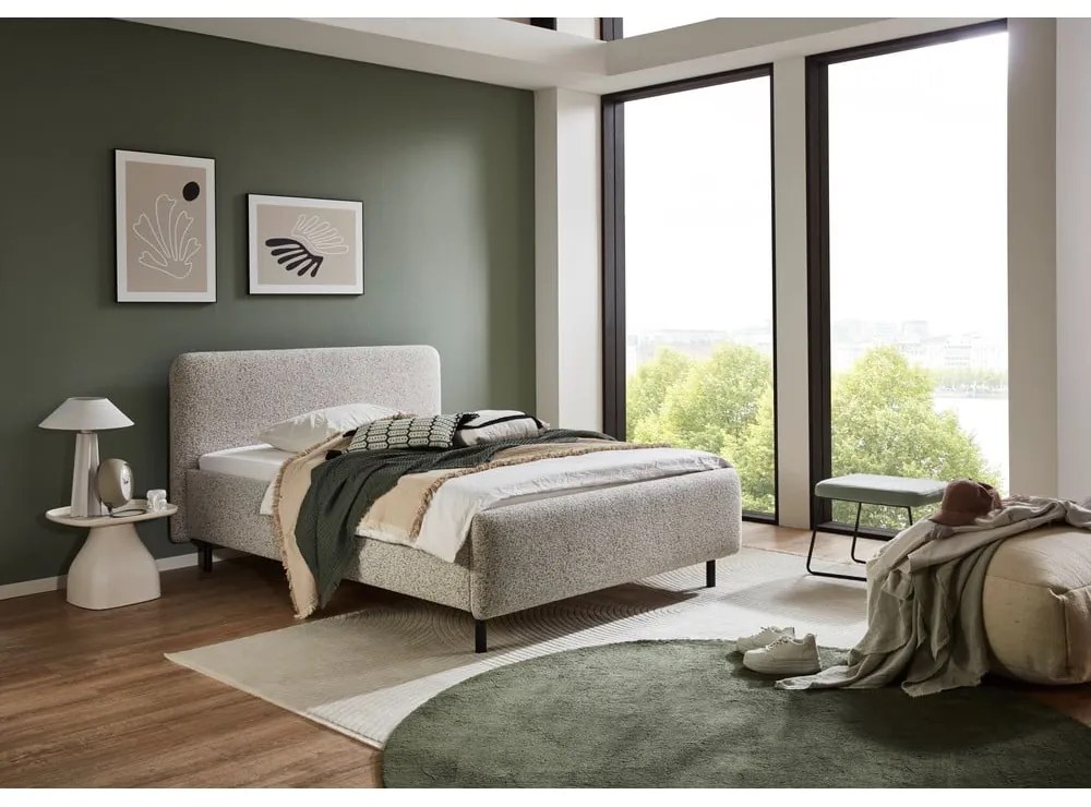 Bézs kárpitozott franciaágy ágyrács nélkül 160x200 cm Primo – Meise Möbel