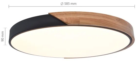 Brilagi - LED dimmelhető lámpatest PILANA LED/60W/230V tölgy/fekete átm. 58,5 cm + távirányító