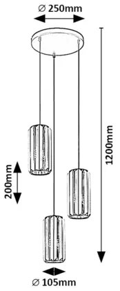 Rabalux 72255 - Csillár zsinóron VENESS 3xE27/40W/230V