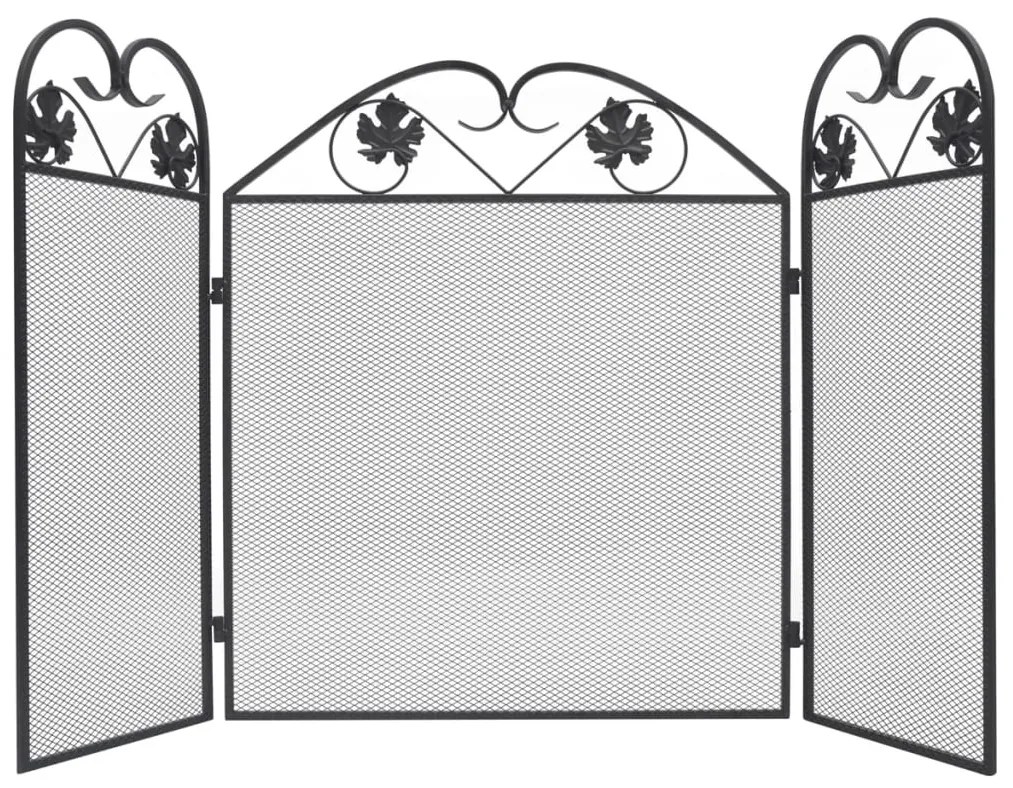 fekete vas 3-paneles kandallórács