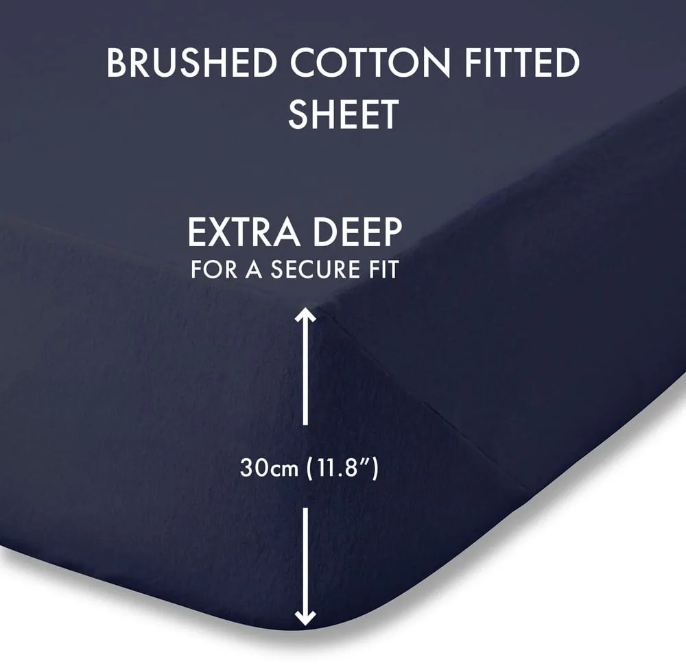 Sötétkék gumis flanel lepedő 150x200 cm Brushed – Catherine Lansfield