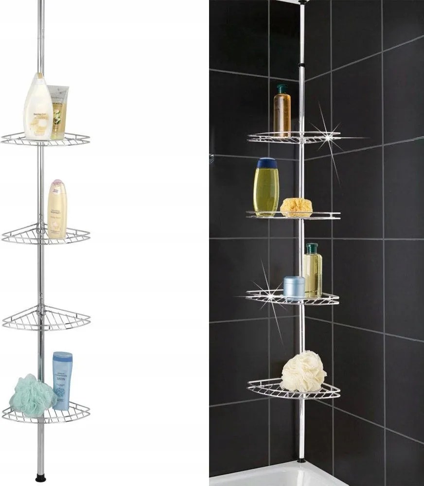 Teleszkópos Sarokpolc Zuhanyhoz, Króm