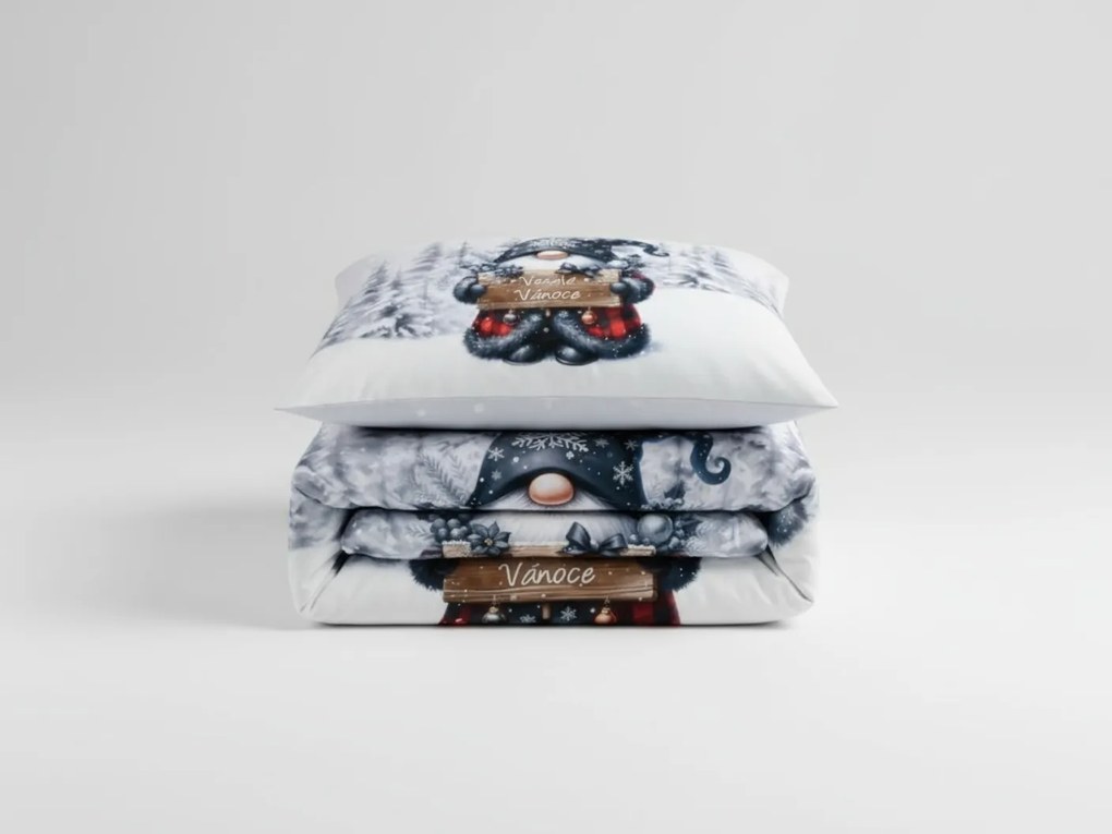 Mikroszatén ágyneműhuzat JOLLY GNOME fehér + díszpárnahuzat 45 x 45 cm ingyen Ágyneműhuzat mérete: 70 x 90 cm | 140 x 200 cm