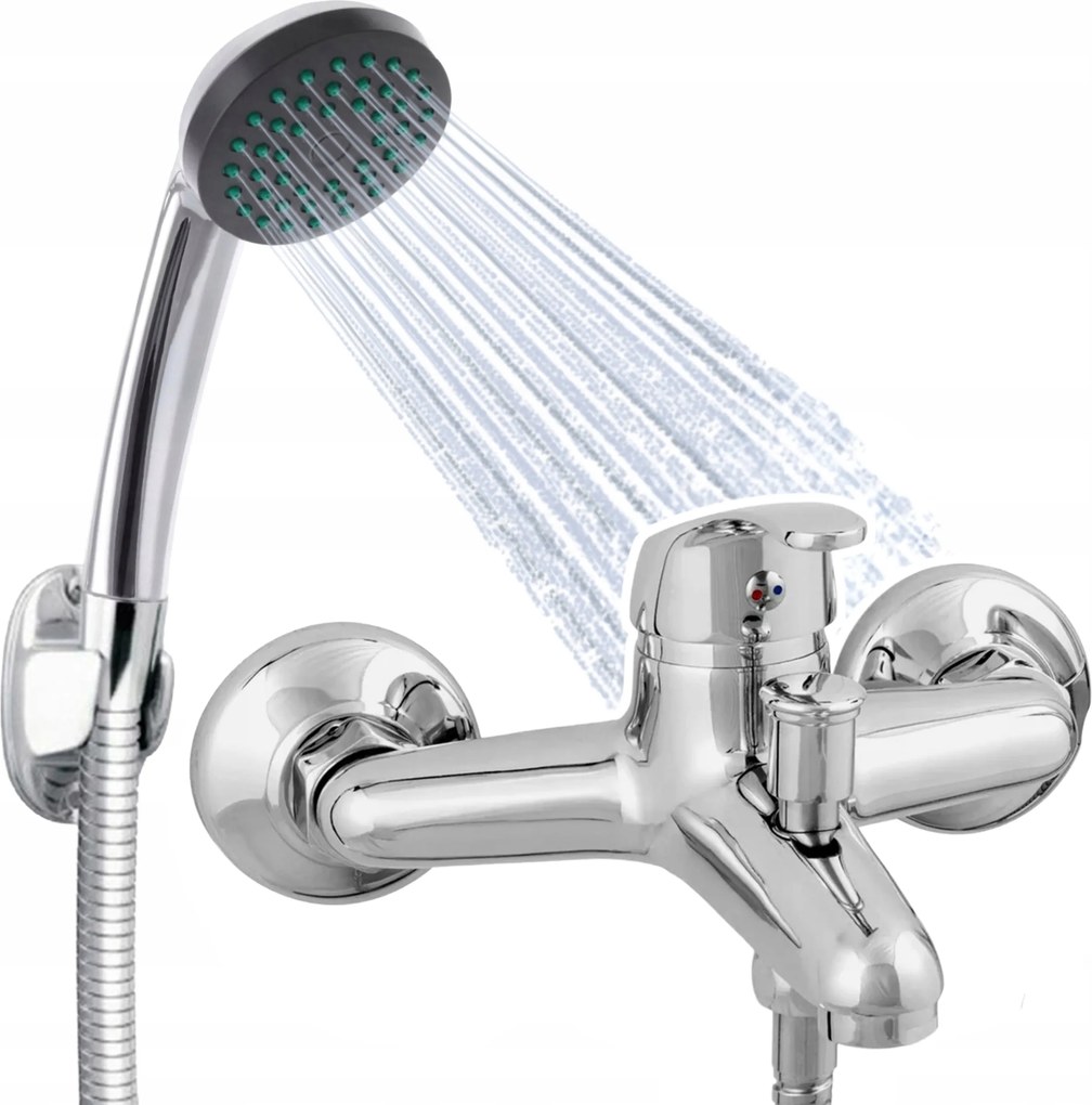 Készlet: kádtöltő csaptelep fali fülhallgató tömlő tartó Sárgaréz 150 Króm