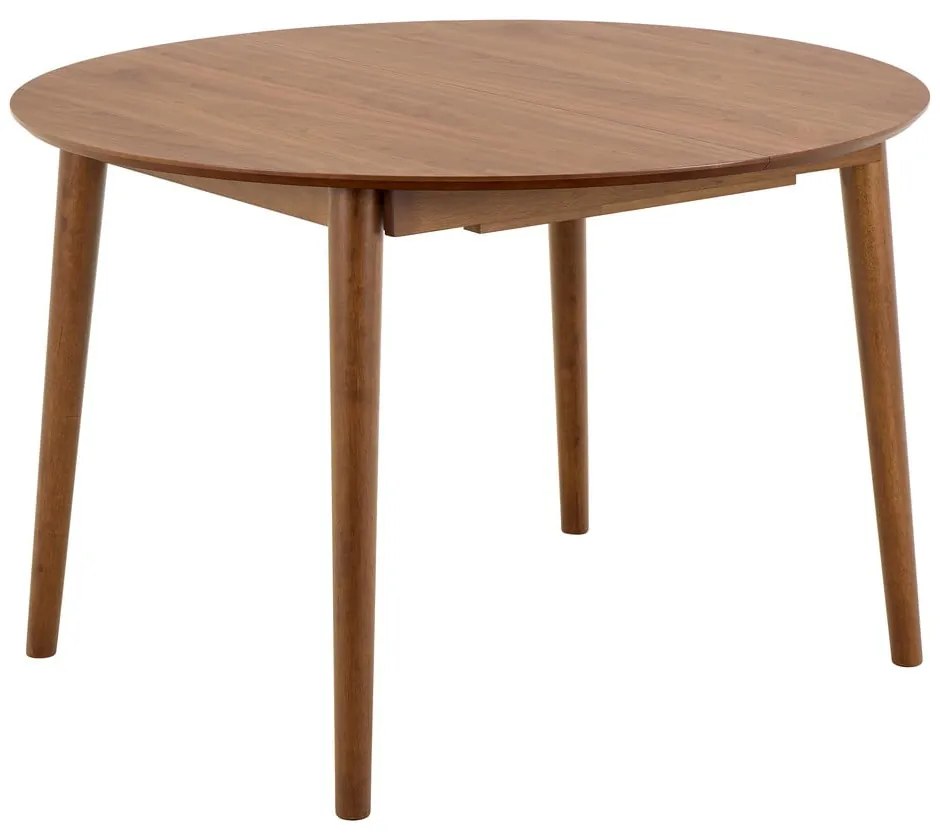 Kerek bővíthető étkezőasztal hosszabbító asztallappal, diófa dekorral ø 115 cm Montreux – Actona