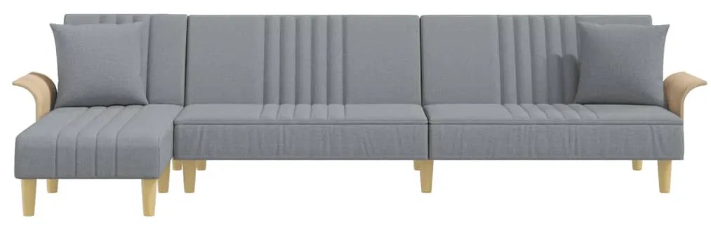vidaXL világosszürke L-alakú szövet kanapéágy 279x140x70 cm