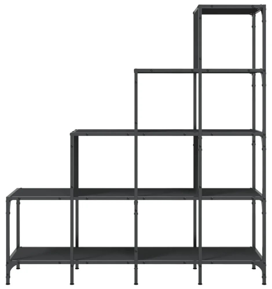 fekete szerelt fa és fém könyvszekrény 122 x 30 x 132 cm