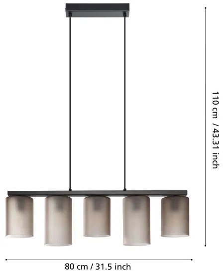 Eglo 901163 - Csillár zsinóron COLOMERA 5xE27/40W/230V szürke