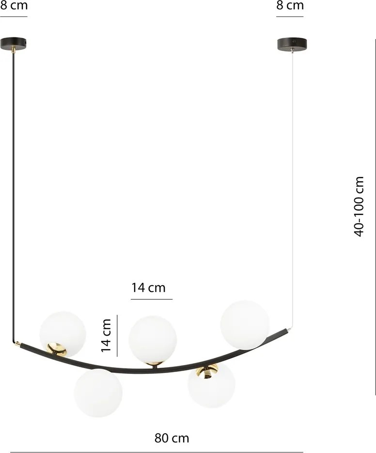Emibig modern függeszték ritz fehér fekete arany emi1298/5