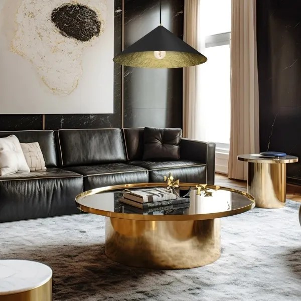 Csillár zsinóron FUJI 1xE27/60W/230V átm. 50 cm fekete/arany