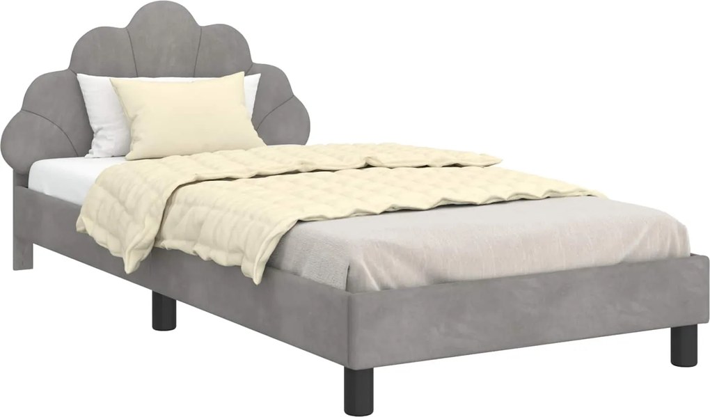 vidaXL Gyerekágy kerettel Világosszürke 80 x 200 cm Bársony