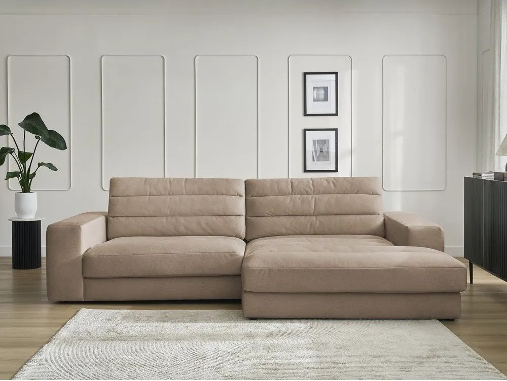 Szürkésbarna bársony sarokkanapé (jobb oldali-heverő résszel) Sierra – Bobochic Paris