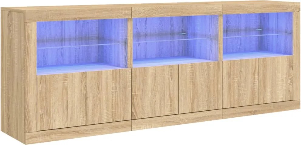 vidaXL sonoma tölgy színű tálalószekrény LED-ekkel 181,5 x 37 x 67 cm