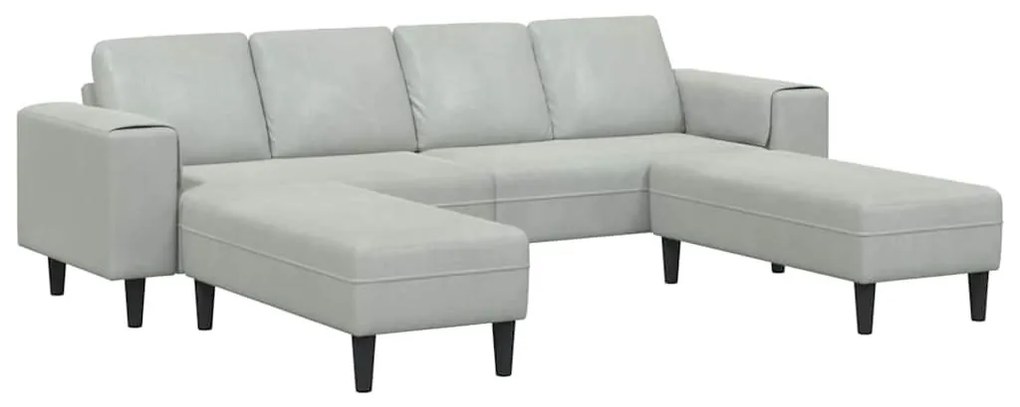 Kanapé Szett 3 pcs Világosszürke Bársony