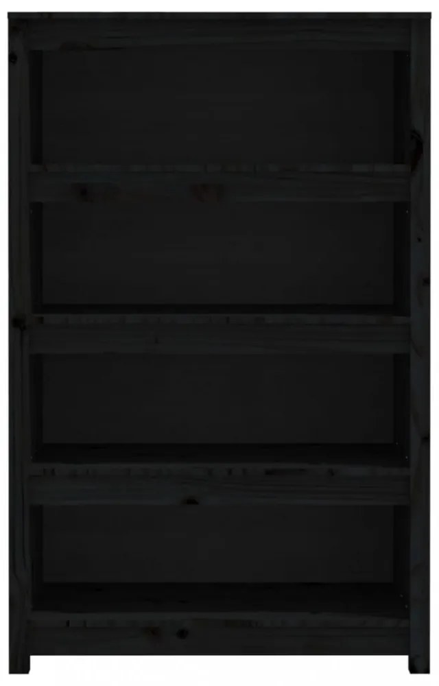 fekete tömör fenyőfa könyvszekrény 80x35x126 cm