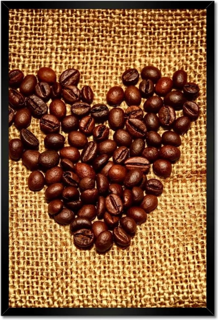 Poszterek keretben 40x60 Szív kávébabból