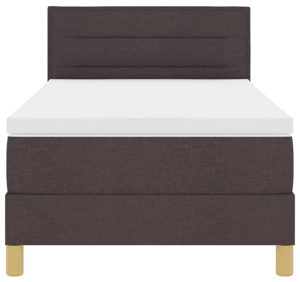 Box Spring Ágy Matresszel &amp; LED Díszítéssel Sötétbarna 90x200 cm Szövet