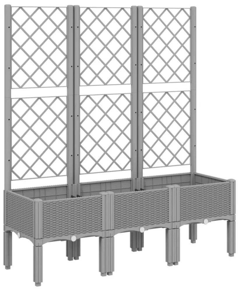 világosszürke PP rácsos kerti ültetőláda 120 x 40 x 142 cm