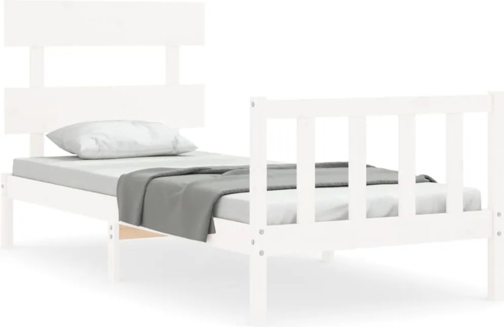 vidaXL fehér tömör fenyőfa ágy matrac nélkül 90 x 200 cm