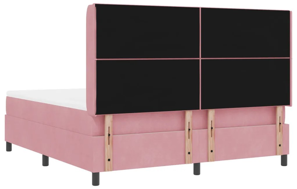 Boxspring Ágy Matrac & LED Rózsaszín 180x200 cm Bársony