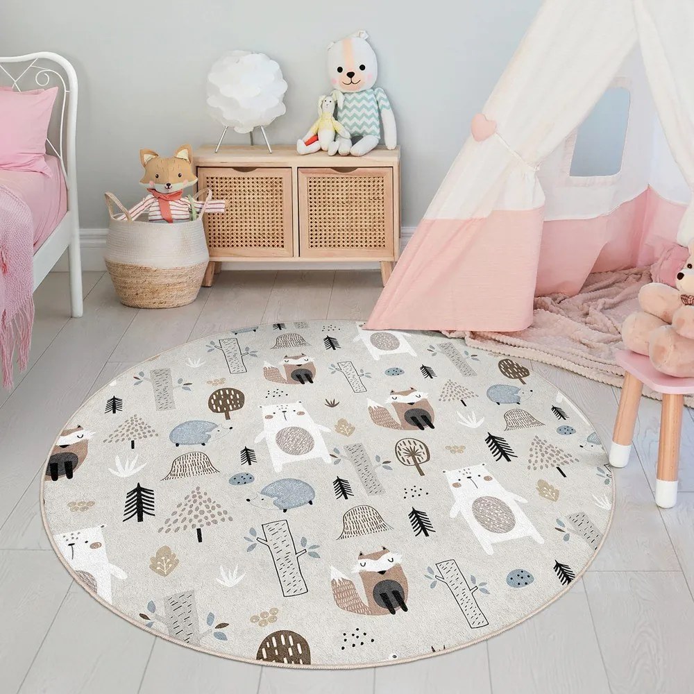 Mosható gyerek szőnyeg ø100 cm Forest Friends – Mila Home