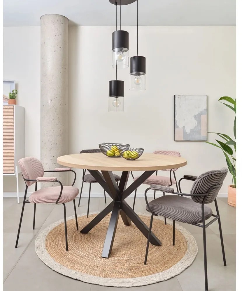 Fekete-natúr színű kerek étkezőasztal ø 120 cm Argo – Kave Home