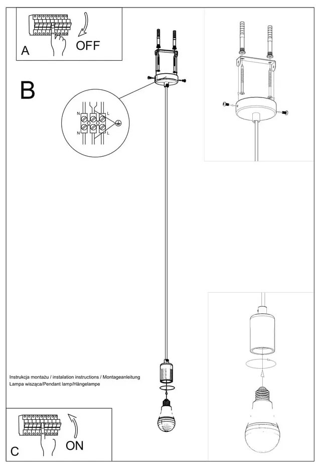 Bombilla fekete függőlámpa - Sollux