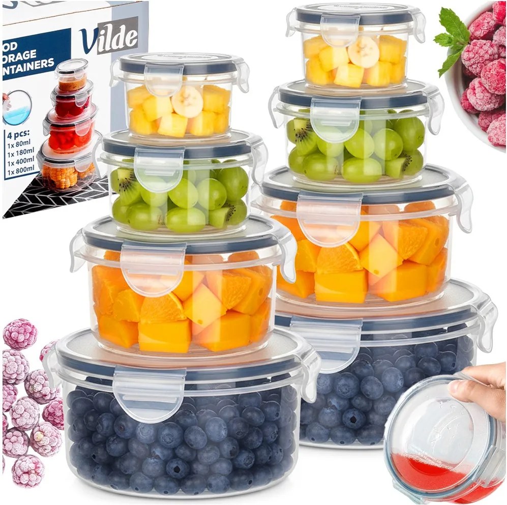 8x Konyhai légmentesen záródó ételtároló dobozok tömítéssel tároló szett