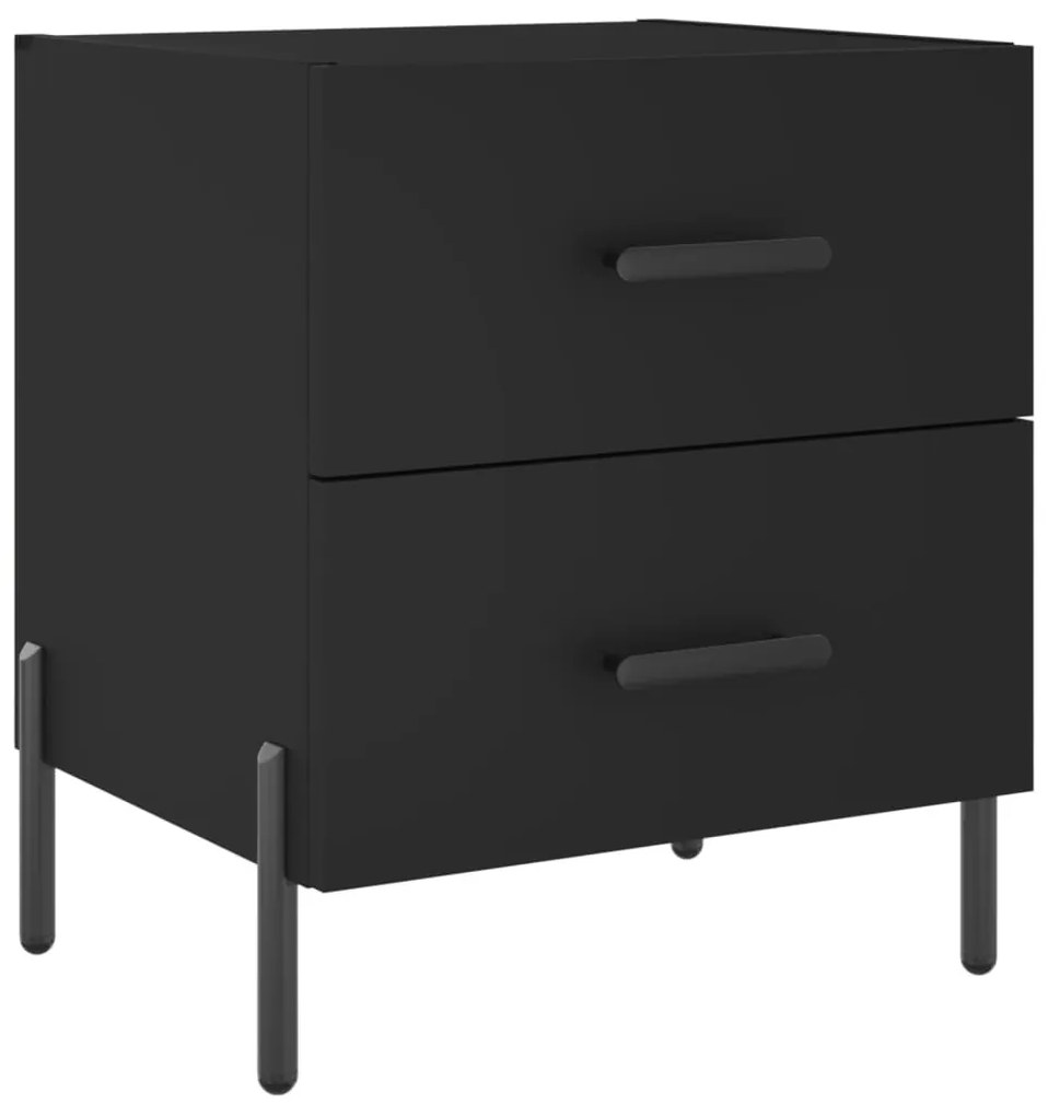 2 db fekete szerelt fa és vas éjjeliszekrény 40 x 35 x 47,5 cm