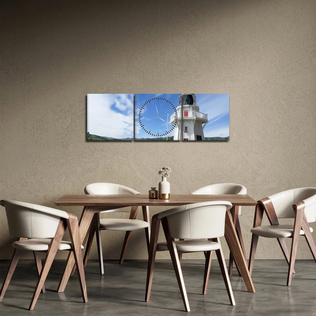 Az Akaroa világítótorony képe, Új-Zéland (órával) (90x30 cm)