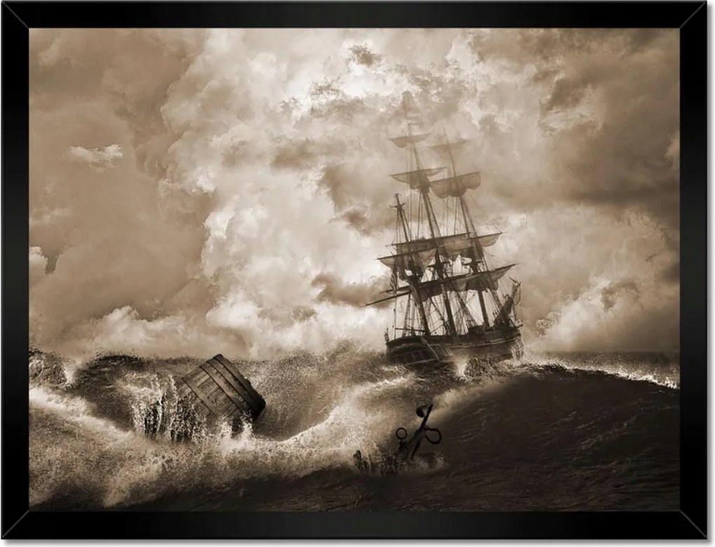 Poszterek keretben 40x30 Vihar Tenger Hajó Tájkép